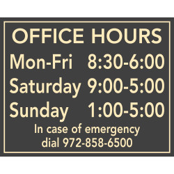 Horizonal Office Hours Sign