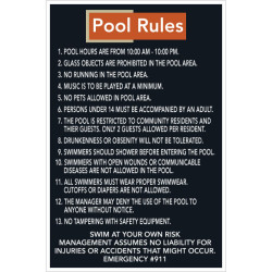 Apartment Pool Rules Sign