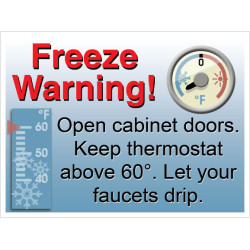 Apartment Freeze Warning Sign 