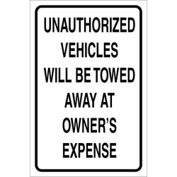 Unauthorized Vehicle Sign