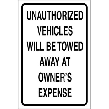 Unauthorized Vehicle Sign